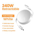 USB-C to USB-C Retractable PD240W Fast Charging Type-C Data Cable 1M Mobile Phone Charging Wire for iPhone 15/16 .