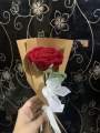 Handmade crochet rose with complementary khaaki wrapping/ crochet rose. 