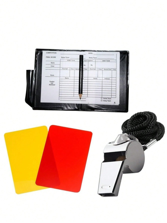 Soccer Kit - Metal Whistle with Referee Cards Set, Referee Cards for Soccer Football, Ideal Referee Kits for Game Sports