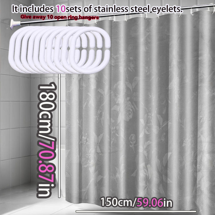 Advanced%20Grey%20Embossed%20Shower%20Curtain%20Light%20Luxury%20Dark%20Grain%20Three-Dimensional%20Dry%20Wet%20Separation%20PEVA%20Waterproof%20Curtain%20-%20Image%203