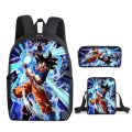 3PC-SET 3D Animation Peripheral Dragon Ball School Bag, Three-piece Backpack for Primary and Secondary School Students. 