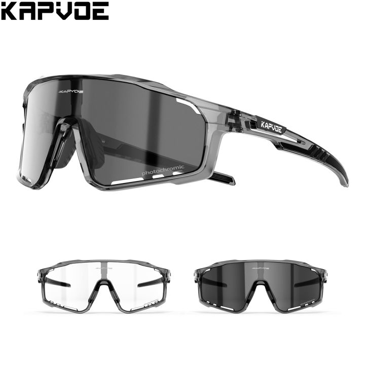 KAPVOE Photochromic Cycling Glasses MTB Bike Sports Sunglasses Men Bicycle Goggles UV400 Outdoor Eyewear Camping Accessories