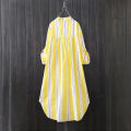 Chiffon sun protection shirt women's long-sleeved fashion top large size loose hip-covering striped long shirt.