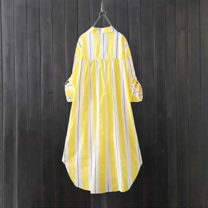 Chiffon%20sun%20protection%20shirt%20women's%20long-sleeved%20fashion%20top%20large%20size%20loose%20hip-covering%20striped%20long%20shirt%20-%20Image%204
