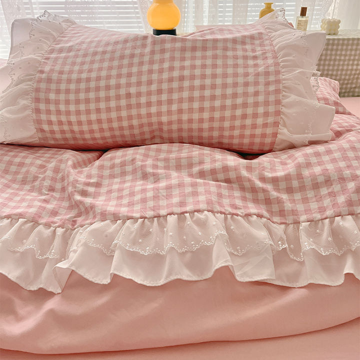 3%20Piece%20Sheet%20Set%20%20pink%20plaid%20duvet%20cover%20Set%20%EF%BC%8C%20comfortable%20Bedding%20Set%20Bedspread%20for%20All%20Season%20-%20Image%205