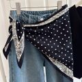 Fashion Multi-functional Floral Triangle Scarf Matching Pants Silk Satin Women's Necktie Decorative Headscarf Summer.