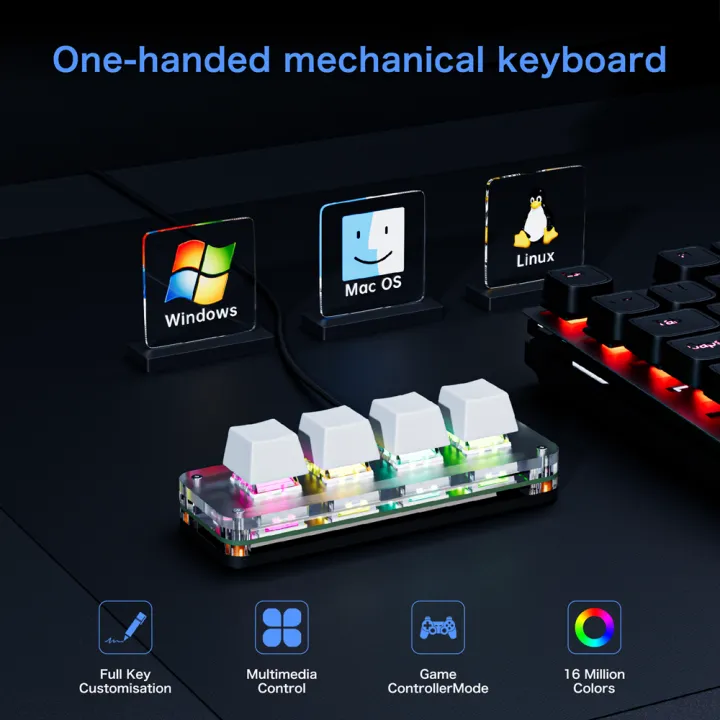Programmimg Keyboards USB Mechanical Keyboard Custom Programming Knob Keyboard 4 Keys Hot ...