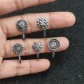 10Pcs Oxidised Antique Silver/Golden Nose ring Non piercing Pressing Nose Pin Stud for Women & Girls, Antique Nose Pin, Chutki Nose Pin for girls. 