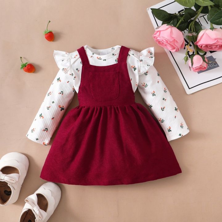 2PCS%20Newborn%20Baby%20Birthday%20Princess%20Dress%20Set%20Long%20Sleeves%20Romper+Red%20Strap%20Skirt%20for%20Infant%20Girl%200-18%20Months%20New%20Year%20Outfits%20-%20Image%202