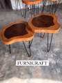 Rustic Live Edge Coffee Table Set | Solid Sheesham Wood | Metal Hairpin Legs | Round Wood Slab | 1-2-3 Piece Nesting Table | Handmade Pakistan. 