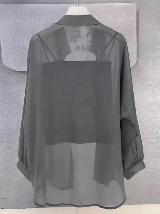 Plus%20Size%20Women%E2%80%99s%20Tops%202025%20Summer%20Breathable%20and%20Sun-Proof%20Ice%20Silk%20Button%20Thin%20Loose%20Sheer%20Chiffon%20Blouses%20Shirts%20Long%20Sleeve%20-%20Image%203