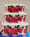 Square Melamine Bowls 6 Pieces Bowl Set melamine new printed with 3 Bowl & 3 Lids. 