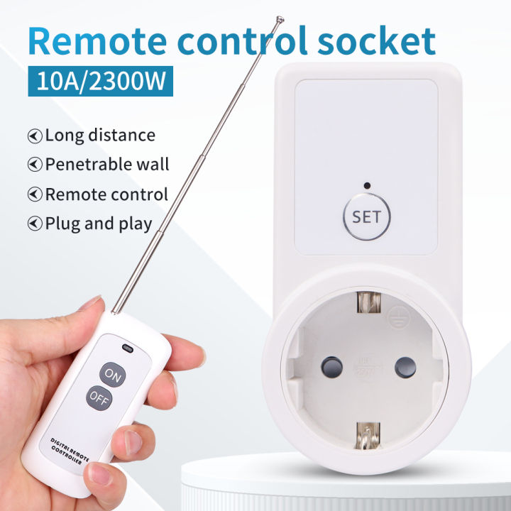 433Mhz Wireless Remote Control Socket Smart EU Plug 50m Remote Power ...