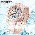SANDA Hot sale Ms LED Digital Sport Watch Fashion Casual Ladies Dual Display Watch Women Electronics Waterproof Quartz Watches.