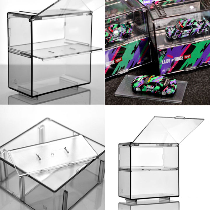 Transparent Double Layer Car Model Storage Box Set Dustproof Display ...