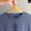Yuenpuen T-shirt navy blue no stretch no iron T-shirt plain color stand collar women T-shirt men. 
