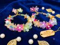 Floral jewelry set | floral Gajra | pearl Bracelet for girls $ Women | Crystal bead bracelet | Mandhi jewelry set | HZ jewelry | 1 piece price 800. 