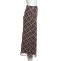 Women Spring Autumn Plaid Print Wrap Hips Skirts Fashion Ankle-Length Slim Pencil Skirts Preppy Style Girls Slit Midiskirt.