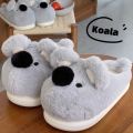 Women Winter new three-dimensional koala design Slippers Casual Soft Heel Platform Fur Warm Indoor Comfortable Man Home Slippers.