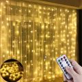 LED Curtain String Lights Christmas Garland Decor Fairy Light 8 Modes USB Remote Control Wedding Holiday Party for Bedroom Home. 