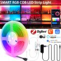 5M 10M 24V Zigbee3.0 RGB COB LED Strip Light Tape 840leds/m Flexible LED String Light Home Decor Tuya Zigbee APP fr Alexa . 