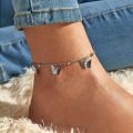 【Top-rated】 1-3pcs Simple Metal Chain Butterfly Pendant Anklet for Women Adjustable Layered Vintage Minimalist Beach Anklet Set Foot Jewelry. 