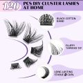 Lash Extension Kit 120 PCs Eyelash Extension Kit Lash Clusters Individual Lashes with Lash glue Bond and Seal Tweezer for Beignner. 