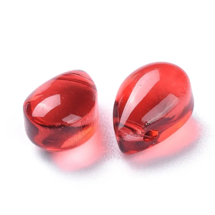 20pc%20Transparent%20Glass%20Beads%20Top%20Drilled%20Beads%20Teardrop%20Red%209x6x5mm%20Hole:%201mm%20-%20Image%202