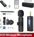 K35 Single Wireless Microphone 3.5mm Jack Lavalier Microphone for Recording Video Live Broadcast Noise Reduction Mini Wireless Mic for Android iPhone Camera Interview Vlog Podcast.