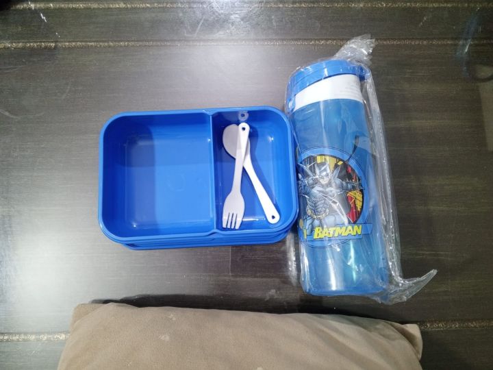 kids school lunch box and water bottle with cartoon characters, school ...