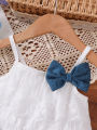 3Pcs Baby girl Lace Ruffled Camisole Top+Bow shorts+Heart mini bag Set suitable for 0-3 Year Baby girl Summer Fashion Set. 