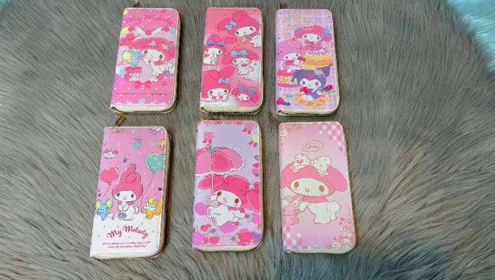 Sanrio Sweet Kawaii My Melody Zipper Coin Purse Cute Cartoon Kuromi Fashion Mobile Phone Bag Multi-Card Wallet Gifts for Girls N.W-10