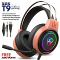 【Professional】 Gaming Headphones Rgb with Mic for PC, Pubg Mobile, PS4, Laptop - 360 Surround Sound Super Bass Vibration Over the Ear Wired Head Phones Headset for Gaming with Noise Cancelling Micophone - By FunBug. 
