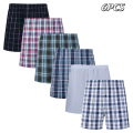 JupiterSecret 6 Pcs Boxer Shorts Casual Plaid Elastic Waistband Button Mens Boxer Underwear Woven Shorts For Home Random Color.