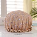 New Daisy Bow Lovely Thick Women Shower Caps Colorful Double Layer Bath Shower Hair Cover Adults Waterproof Kitchen Hats. 
