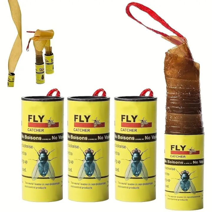 Sticky Fly Ribbons Sticky Fly Ribbons Roll Double Sided Flies Paper Strips Insect Home ...
