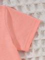 Summer Baby Girls 9-12M Pink Butterfly Print Short Sleeve T-Shirt & Gray Elastic Waist Shorts 2Pcs Set. 