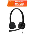Logitech H151 Wired Headset, Stereo Headphones with Rotating Noise-Cancelling Microphone, 3.5 mm Audio Jack, In-Line Controls, PC/Mac/Laptop/Tablet/Smartphone - Black. 