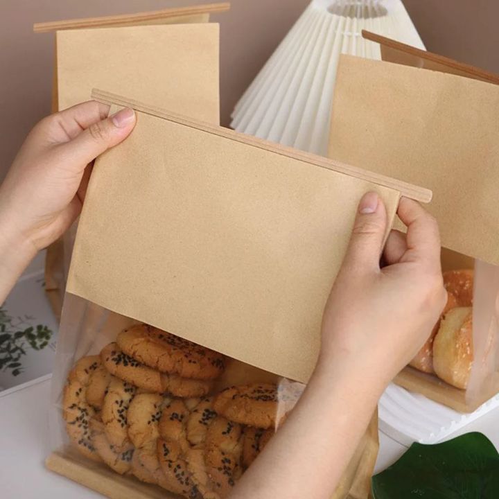 10pcs%20Kraft%20Paper%20with%20Window%20Bread%20Packaging%20Bags%20Oil-proof%20Breakfast%20Cookie%20Breat%20Supplies%20Party%20Food%20Toast%20Clear%20Celebrate%20-%20Image%202