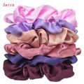 6pcs/lot Hair Scrunchies Bands Scrunchy Ties Ropes Ponytail Holder for Women or Girls Accessories Satin Headwear Solid Color Set. 