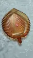 Leaf Shape Crystal Glass Tray - Decorated Serving Plate For Dry Fruits, Rice, Snacks,Sweets - Crystal Glass Plate For gift. 