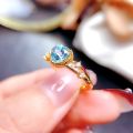 Natural Blue Topaz Ring S925 Sterling Silver Heart-shaped Blue Gemstone Women's Jewelry Free Delivery. 