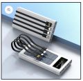Batiaoma 10000mAh Solar Power Bank Portable Fast Charging With LED Light 4 Built-in cables. 