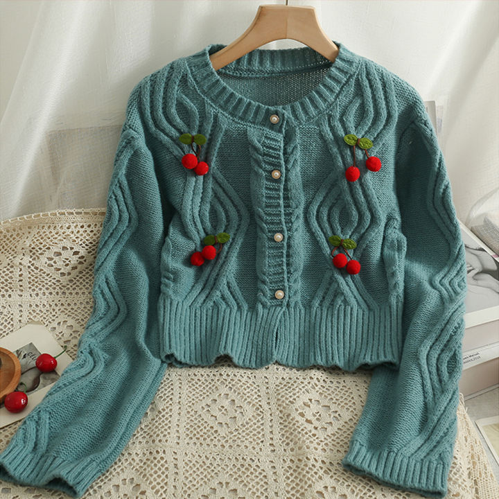 YuooMuoo%20Chic%20Fashion%20Cherry%20Knitted%20Cardigan%20Women%20Autumn%20Cute%20Button%20Up%20O-neck%20Long%20Sleeve%20Coat%20Streatwear%20Lady%20Y2K%20Sweaters%20-%20Image%204