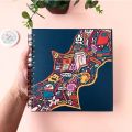 Dark Grey Blue Art Sketchbook Best for Painting & Drawing, Off-white Pages, Size 7.5 x 7.5 inches, 50 thick card sheets. 