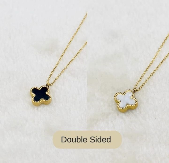 Women Double Sided Clove Necklace 🍀 Stainless