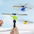 Kids Handle Cable Power Helicopter Cable Helicopter Outdoor Bamboo Dragonfly Fun Flying Toys Small Airplane Toy Color Random. 