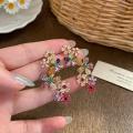 Romantic Colorful Zircon Flower Earrings For Women Girls Fashion Sweet Waterdrop Flower Earrings Exquisite Party Jewelry Gifts. 