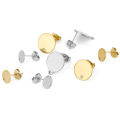 20pcs Never Fade 8 10 12 mm Stainless Steel Stud Earring Hooks Connectors With Earring Back DIY For Jewelry Findings Supplies. 