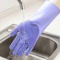 2 pieces dishwash silicon gloves (right hand and left hand) - Bartan dhone wala gloves - Reusable Silicone Magic Pair with Scrubber for Kitchen, Bathroom, Car, Pet and Multipurpose Cleaning and Washing - Magic Reusable Silicone Gloves with Wash Scrubber,. 